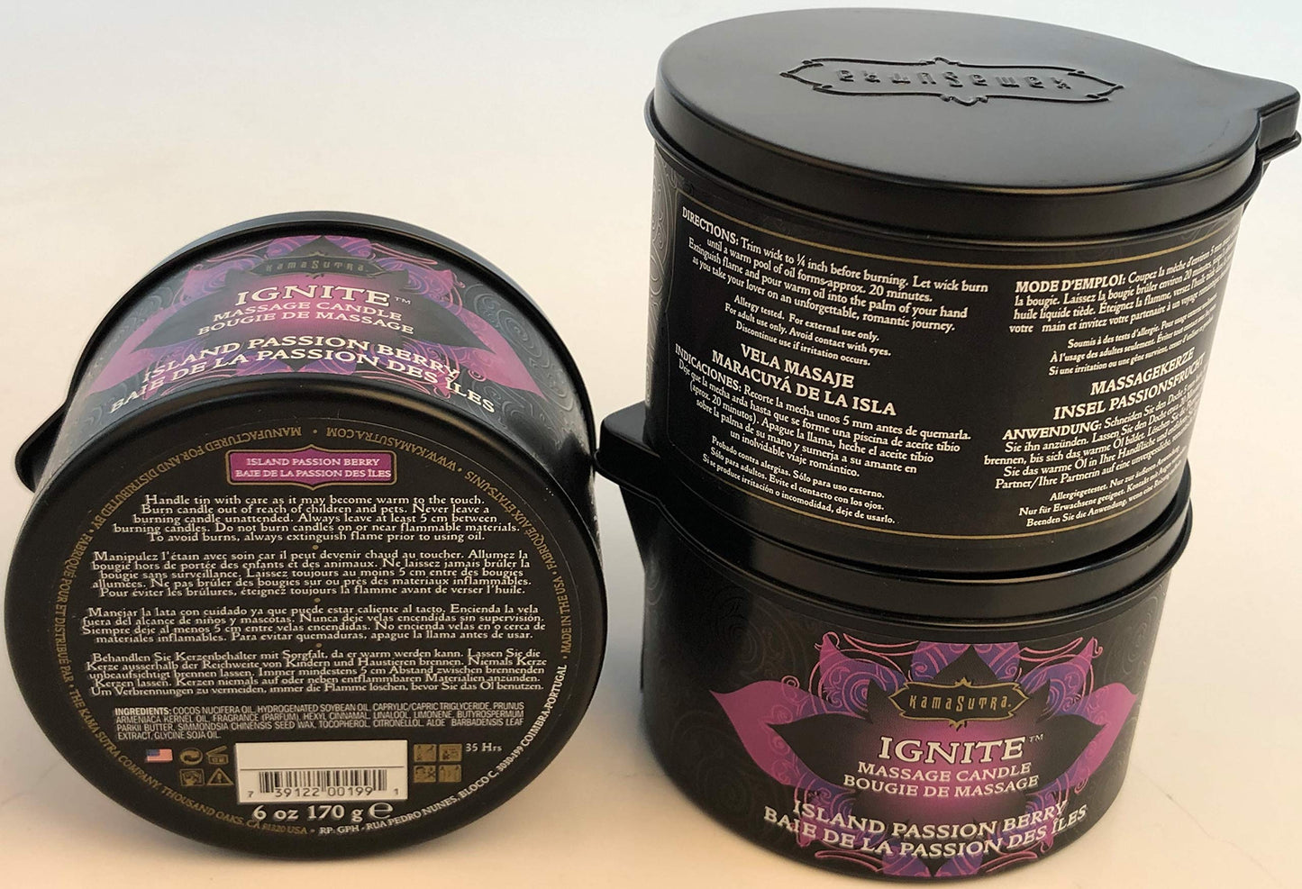 KAMA SUTRA Ignite Massage Candle - Coconut Oil and Soy Based - Island Passion Berry, 6 oz Candle Melts into a Warm Massage Oil, Couples Massage, Pour Spout Massage Candle