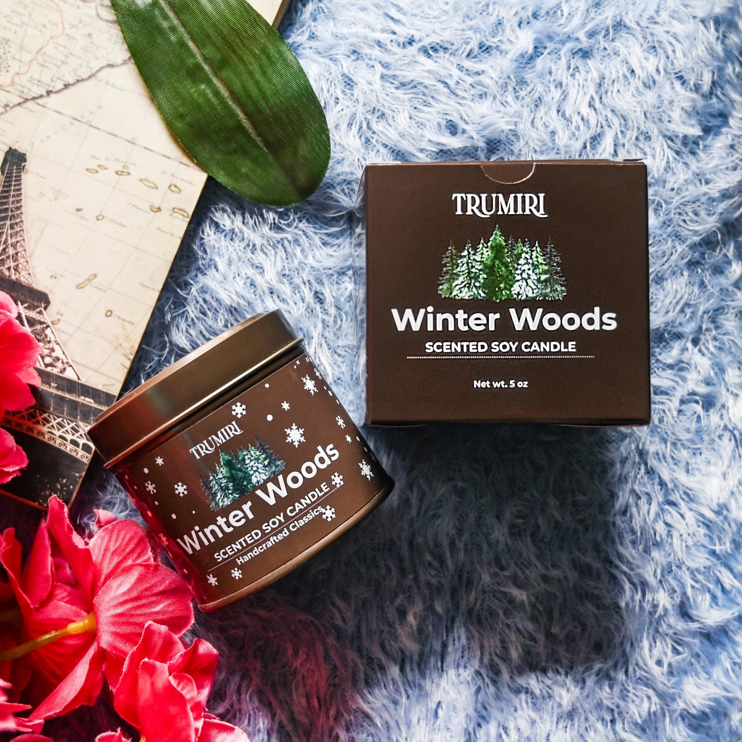 Winter Woods - Soy Candles for Home Scented - for Fall Christmas Holidays - 5oz Natural Clean Non Toxic - Long Lasting Highly Scented Pet Safe Luxury Tin - Velas Aromáticas Para el Hogar - Pine Candel