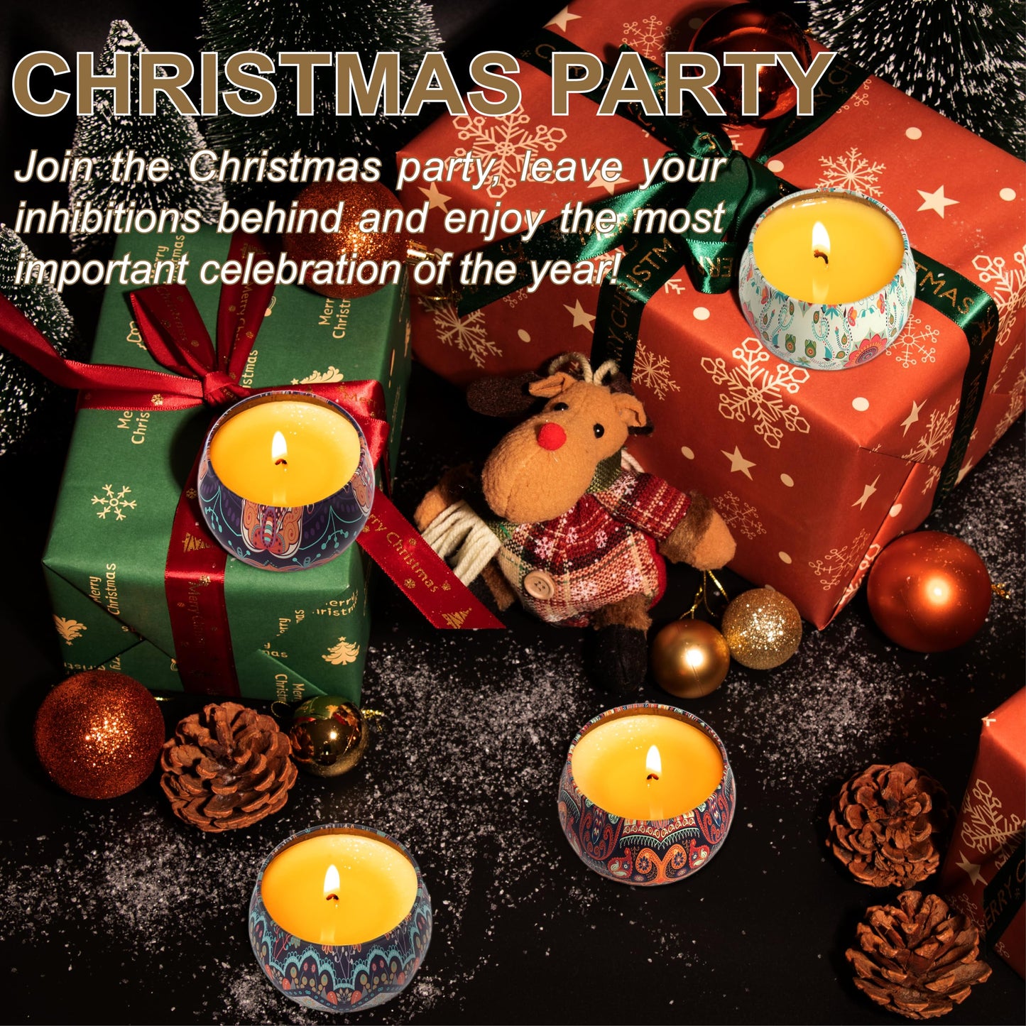 Auralome Scented Candles Gift Set - Women Candle Natural Soy Wax Aromatherapy Candle Stress Relief Small Gifts 120H Burning Candles 4 Pack 4.4 Oz for Home Christmas Birthday Mum Teacher Mothers Day