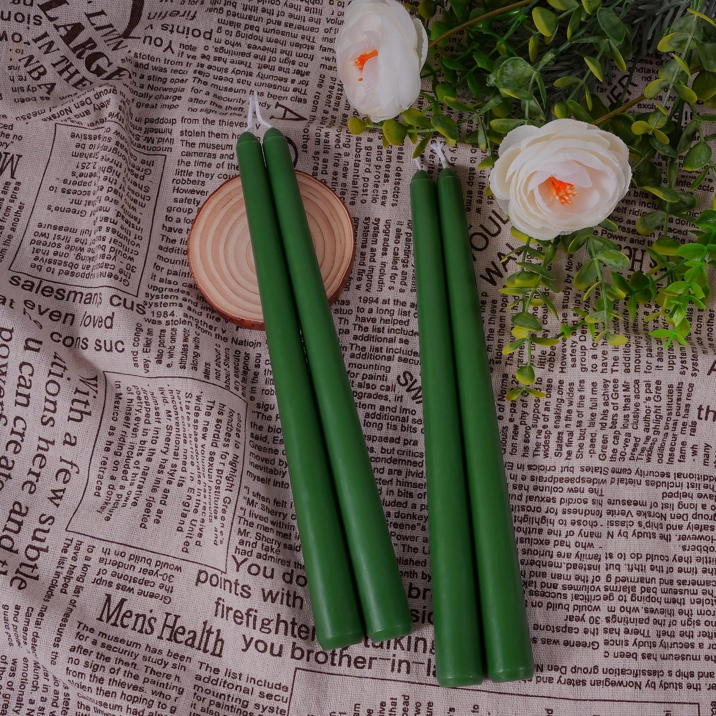 Viyffo Taper Candles, 10 Inch, 12 Pack, Noble Pine Green – Unscented, Dripless & Smokeless Design, Up to 8 Hour Burn – Long Tall Taper Candlesticks for Wedding, Dinner & Home Decor