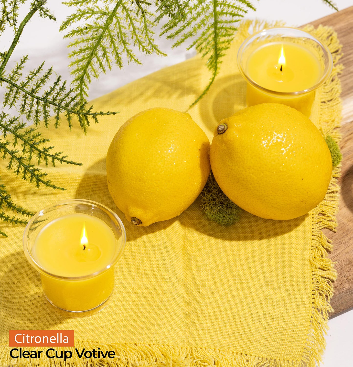 HYOOLA Clear Cup Scented Votive Candles - Citronella - 12 Hour Burn Time - 4 Pack - European Made
