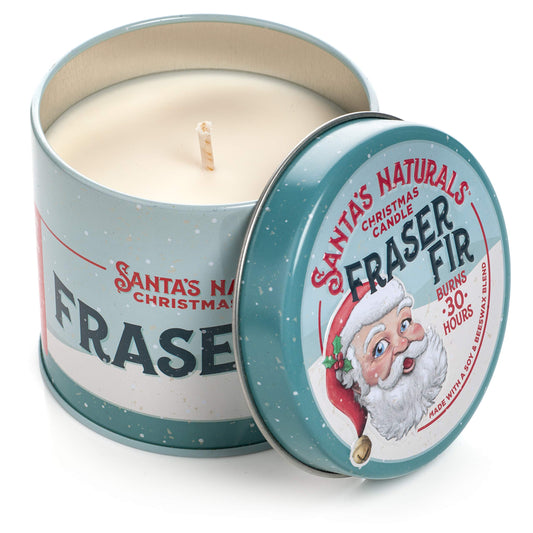 Santa's Naturals Fraser Fir Christmas Candle for Holidays & Gifts, Fresh Cut Tree Scent, Soy & Beeswax Blend, 30+ Hour Burn, 9 oz
