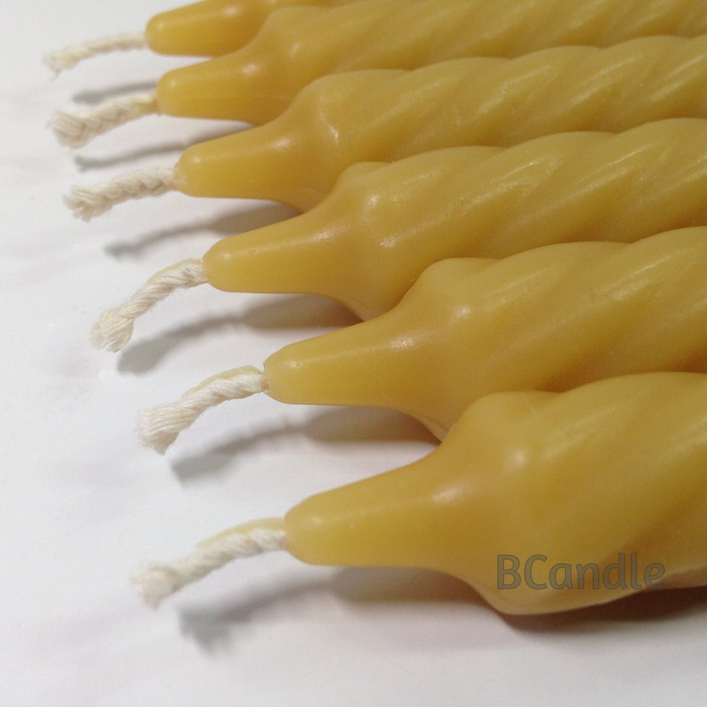 100% Beeswax Spiral Twist Taper Candles (Set of 4) Organic 8" H, 3/4" d