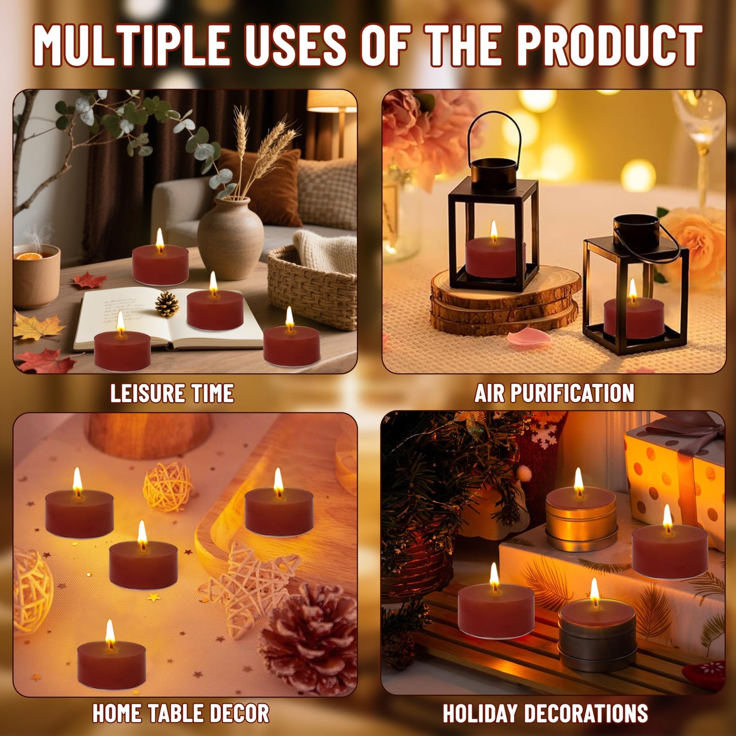 Christmas Red Scented Tealight 12 Pack Round Apple Scented Tealight Candles 4 Hour Burn Time Tea Candles for Holiday Christmas Halloween Thanksgiving Valentine's Day Scents, Gifts for Woman