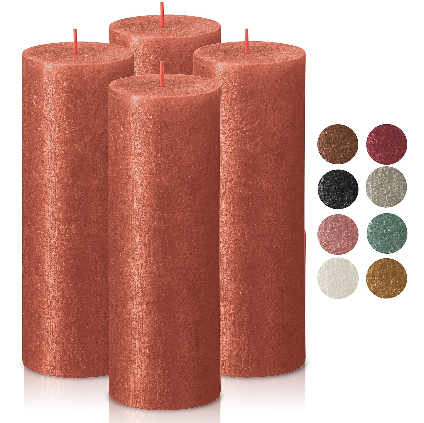 BOLSIUS Amber Shimmer Metallic Pillar Candles 4 Pack - 2.75 X 7.5 Inches - Premium European Quality - Includes Natural Plant-Based Wax - Unscented Dripless Smokeless 85 Hour Party Décor Candles