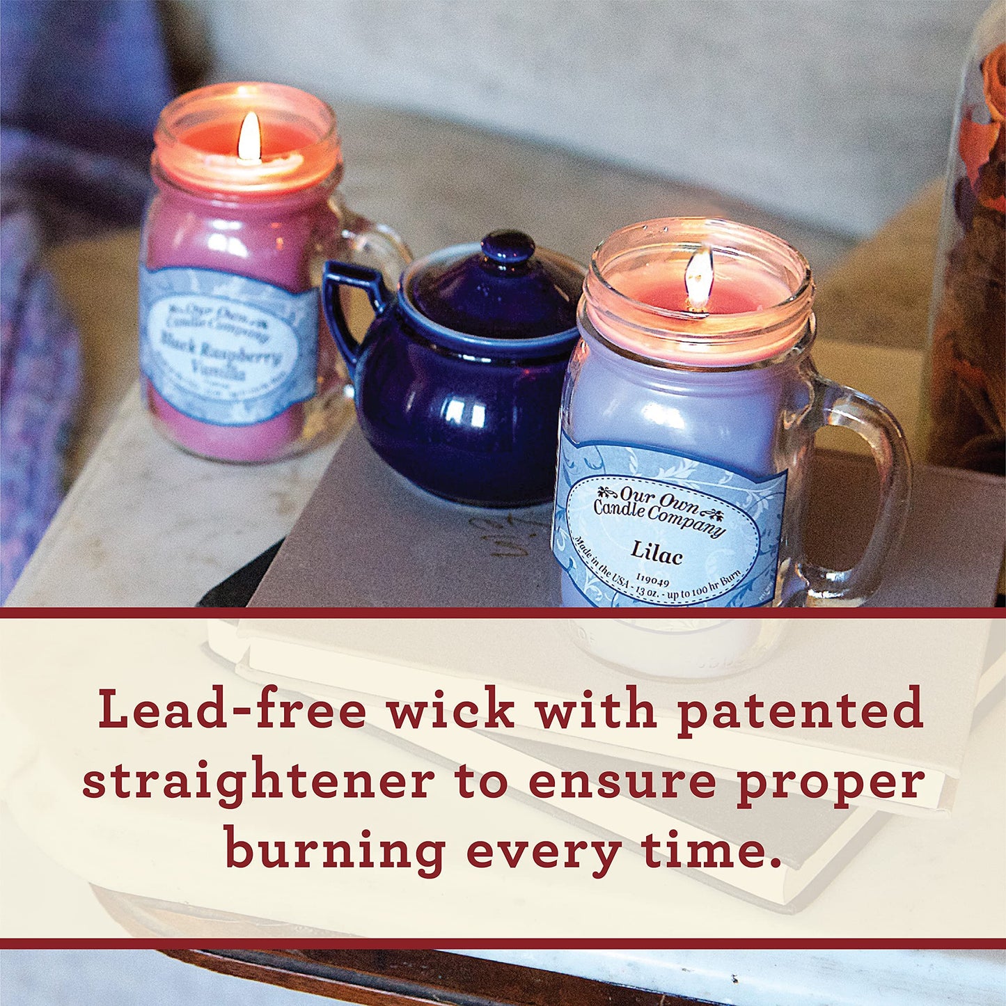 Balsam Pine Scented Mason Jar Candle – 13 oz, Long Lasting 100 Hour Burn, Soy Blend with Lead-Free Wick – Our Own Candle Company