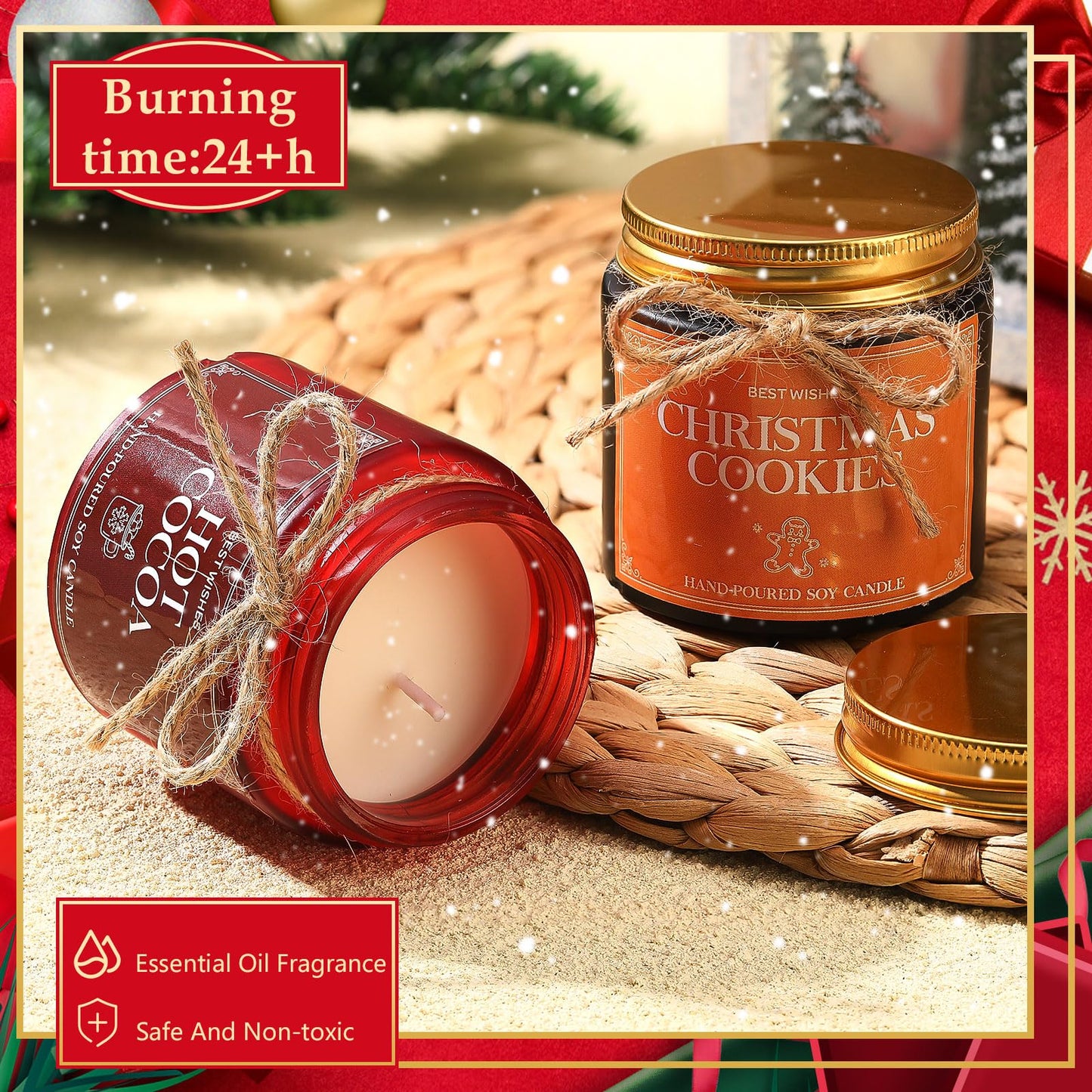 MTLEE 6 Pcs Christmas Candles Gifts Bulk Scented Candle Jars for Coworkers Women Aromatherapy Candles for Home Xmas Birthday Gifts Yoga(Stylish Color)
