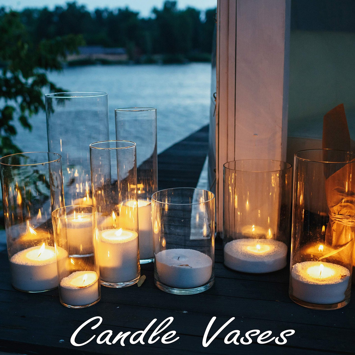 CYS Excel Clear Glass Cylinder Vase (H:20" D:4") | Multiple Size Choices Glass Flower Vase Centerpieces | Hurricane Floating Candle Holder Vase
