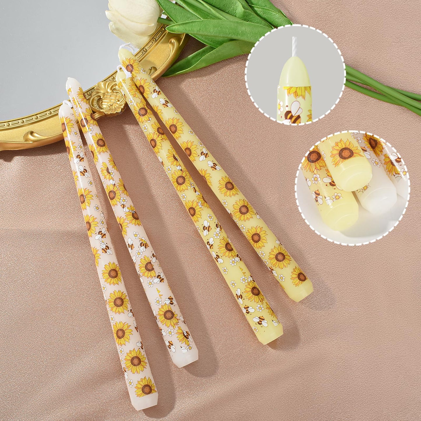 4Pack 10 Inch Print Taper Candles for Halloween and Fall Harvest, Unscented Dripless Candlesticks for Dinner Party Thanksgiving Sport Event and Home Decoration