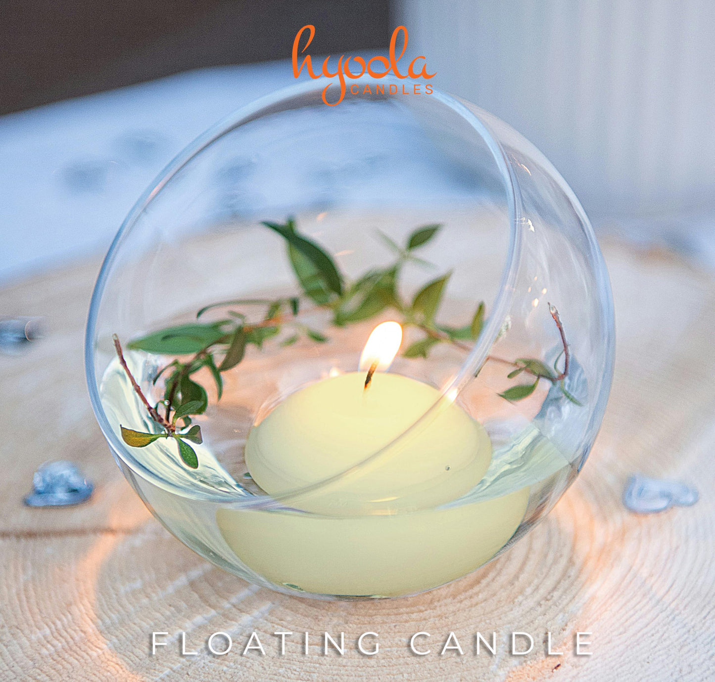HYOOLA Premium Ivory Floating Candles 1.75 Inch - 3 Hour - 20 Pack - European Made