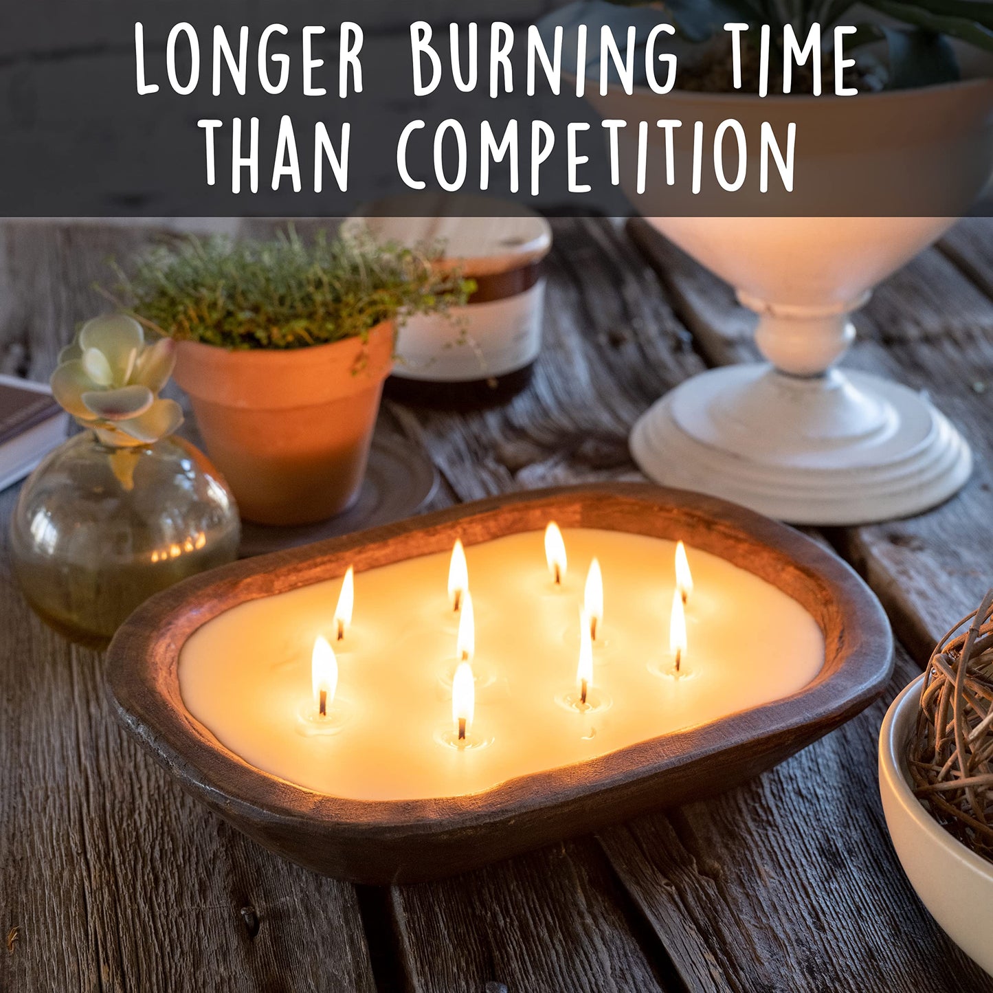 Wooden Dough Bowl Candles 10x14 Inch, Wooden Dough Bowl Soy Candle, Farmhouse Doughbowl Candle Tabletop Decor