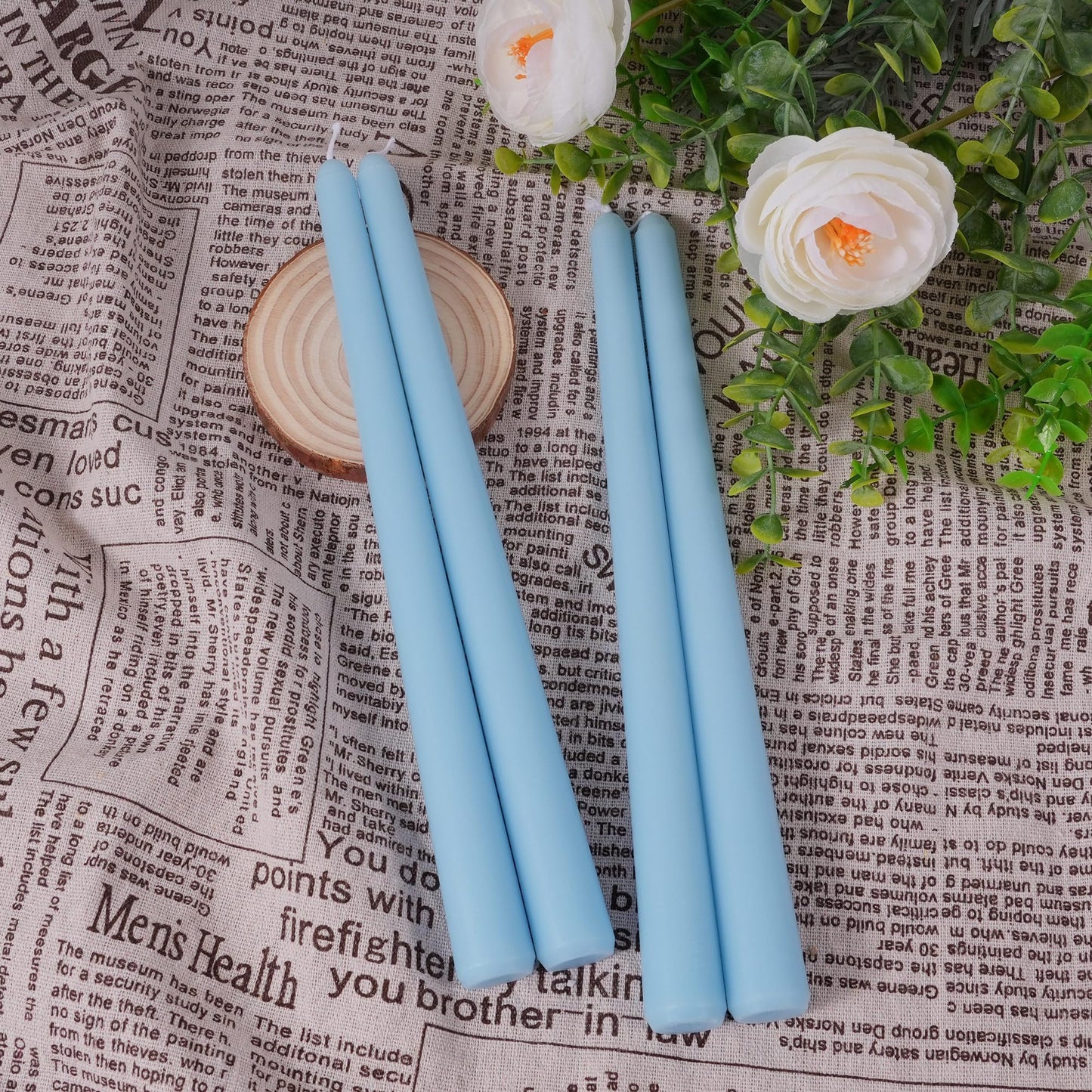 Viyffo Taper Candles, 10 Inch, 12 Pack, Sky Blue – Unscented, Dripless & Smokeless Design, Up to 8 Hour Burn – Long Tall Taper Candlesticks for Wedding, Dinner & Home Decor