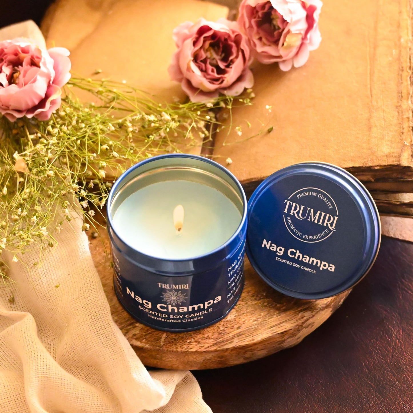 Nag Champa Candle for Home Scented - 5oz Natural Soy Clean Organic Non Toxic - for Aromatherapy Meditation Spiritual Gifts Bathroom Kitchen - Long Lasting Heavily Scented - Velas Aromáticas