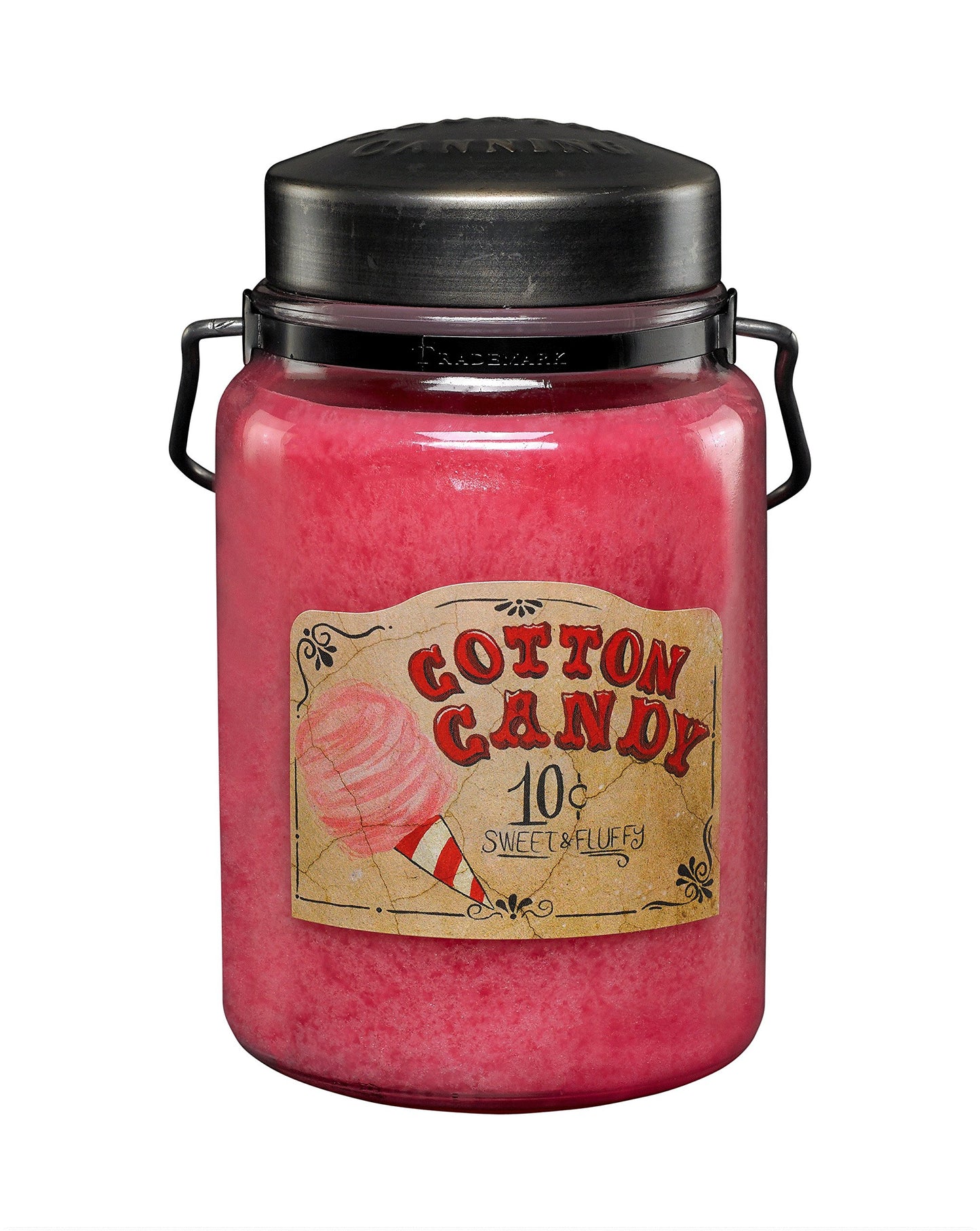 McCall’s Candles | Cotton Candy | 26 oz Scented Candle | USA-Poured | Vintage Rustic Jar with Carrying Handle | Sweet Sugar & Vanilla Whimsy Fragrance