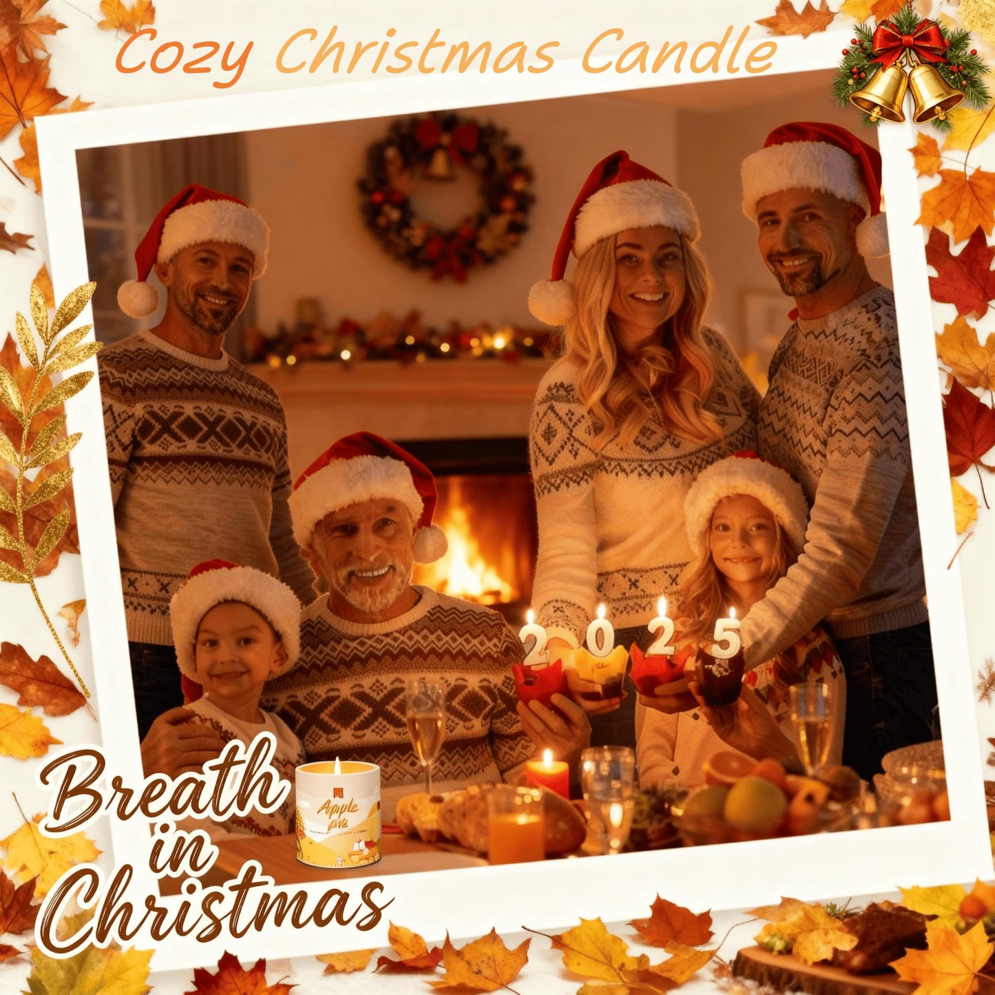 Scented Candle Set, 4Pack Aromatherapy Soy Wax Candles Valentine's Day Gift for Her Him, Holiday Candles for Women Men (Apple/Wreath/Cinnamon/Pumpkin