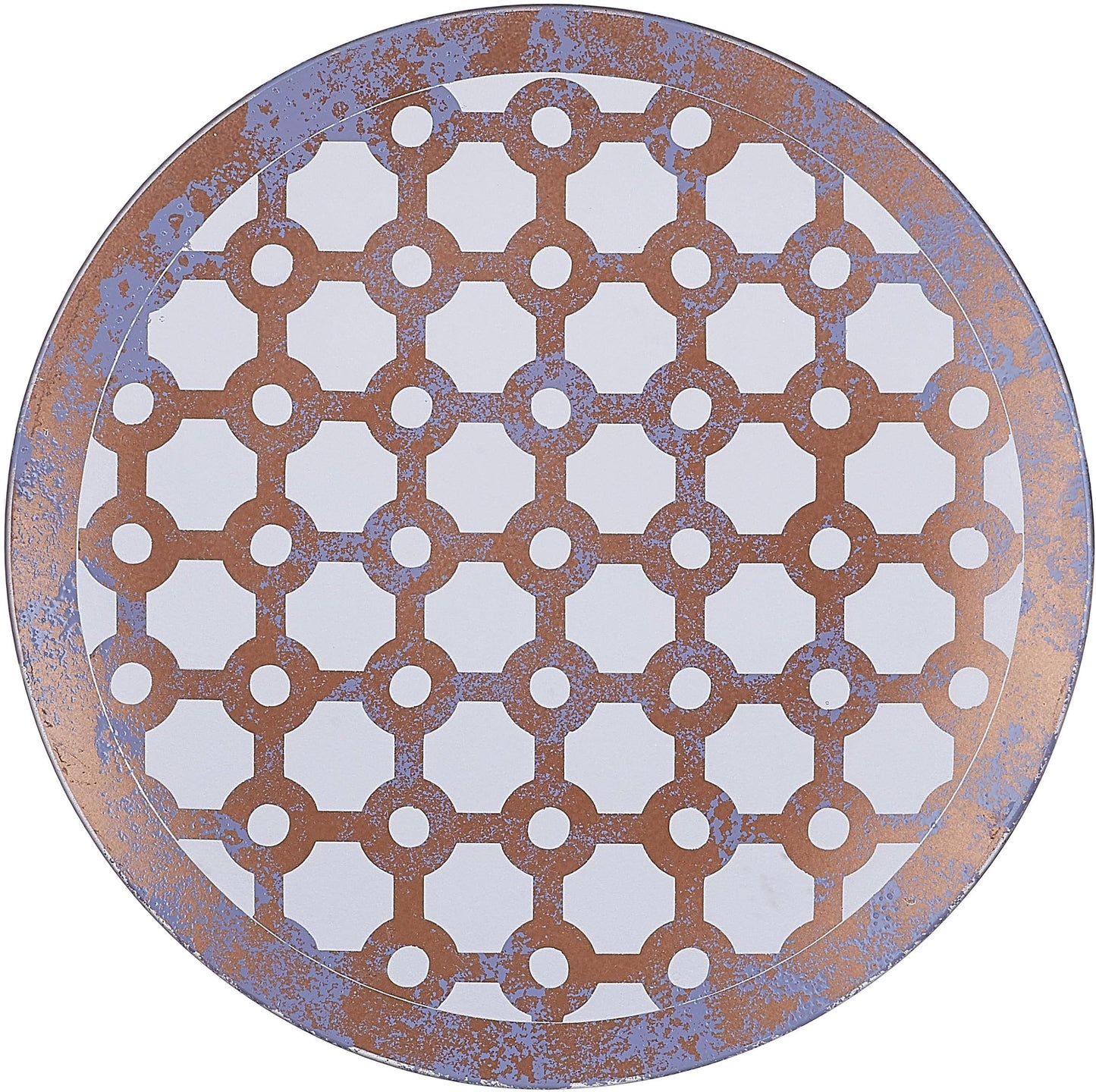 Pavilion - Bronze And Purple Sponge Patterned Frosted Glass Rounded Jar Candle Tray, 7.25 Inch
