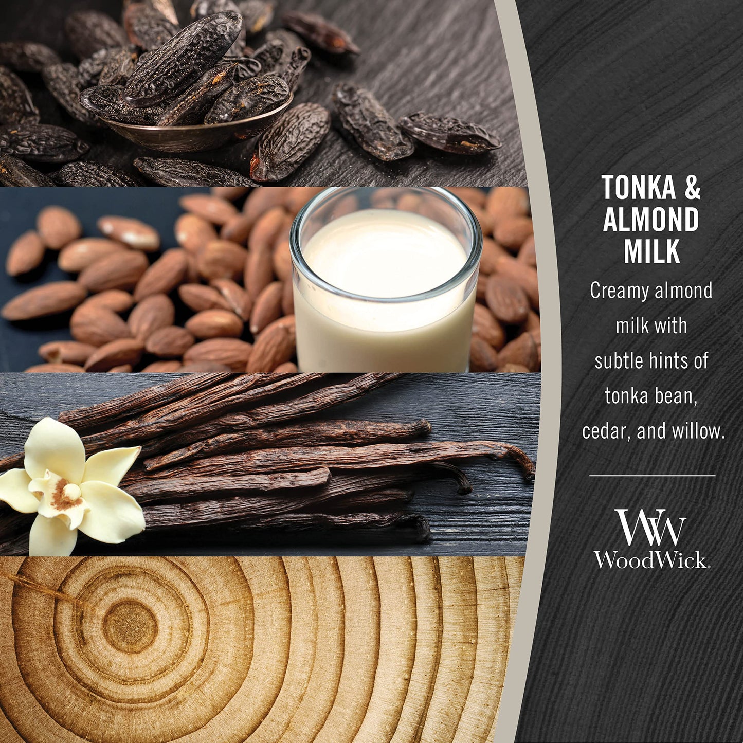 WoodWick Tonka & Almond Milk Gifts for Women and Men, 21.5 oz Large Hourglass Candle with Crackling Wick