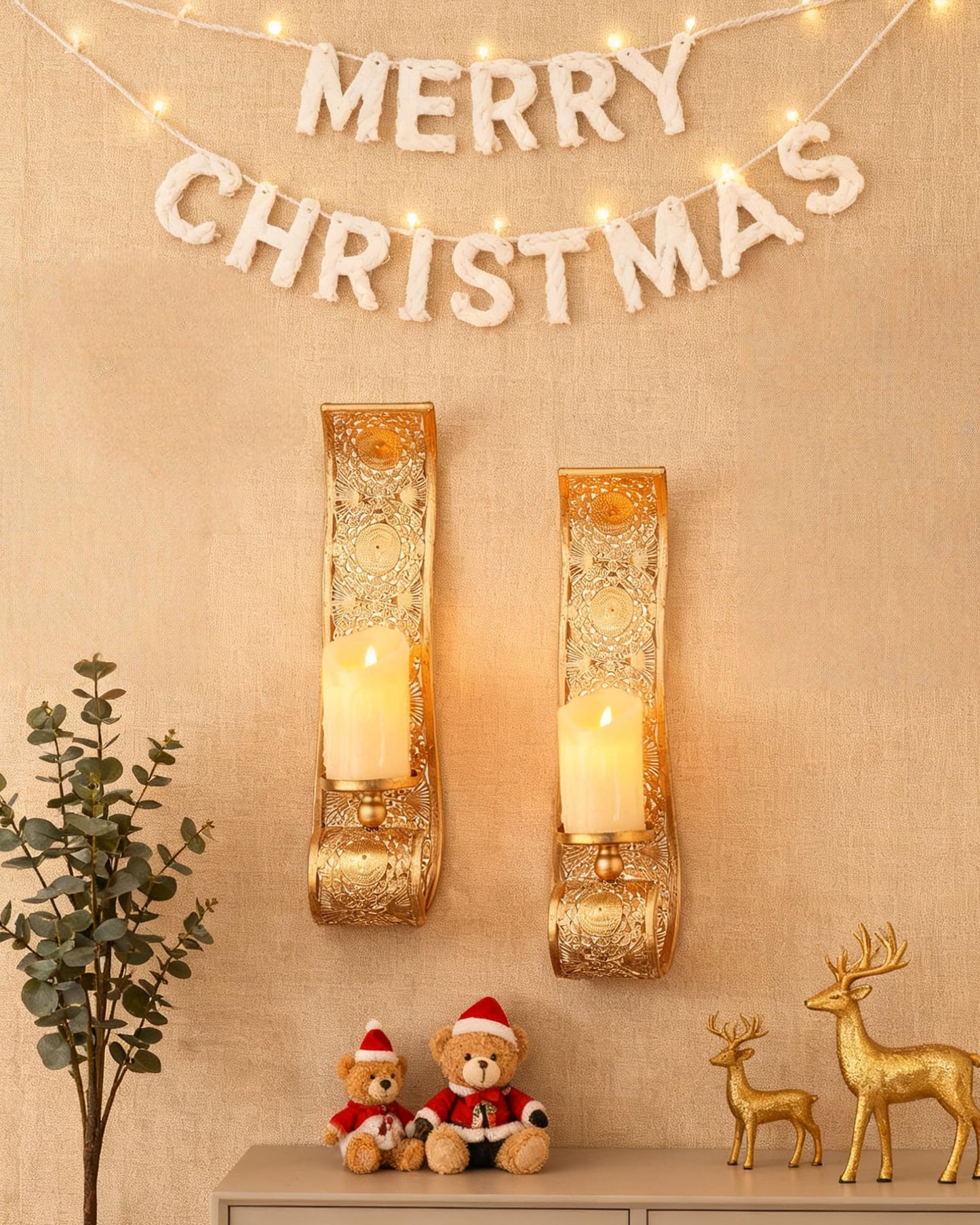 Capesaro Wall Candle Sconce Set of 2,Gold Metal Wall Mount Candle Holder，Spanish Baroque Hollow Carving Wall-Mounting Sconces for Living Room, Bathroom, Dining Areas,Hallways Decorations