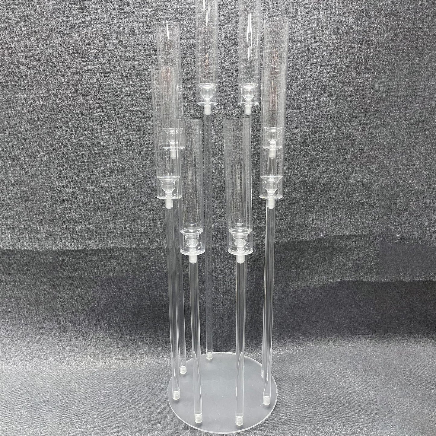 8 Arms Acrylic Candelabra Centerpieces for Wedding Table Decorations,38.5'' Tall Clear Candlesticks Holder with Acrylic Shade for Valentine's Day Dinner Party Fireplace Gift,Fits LED Candles