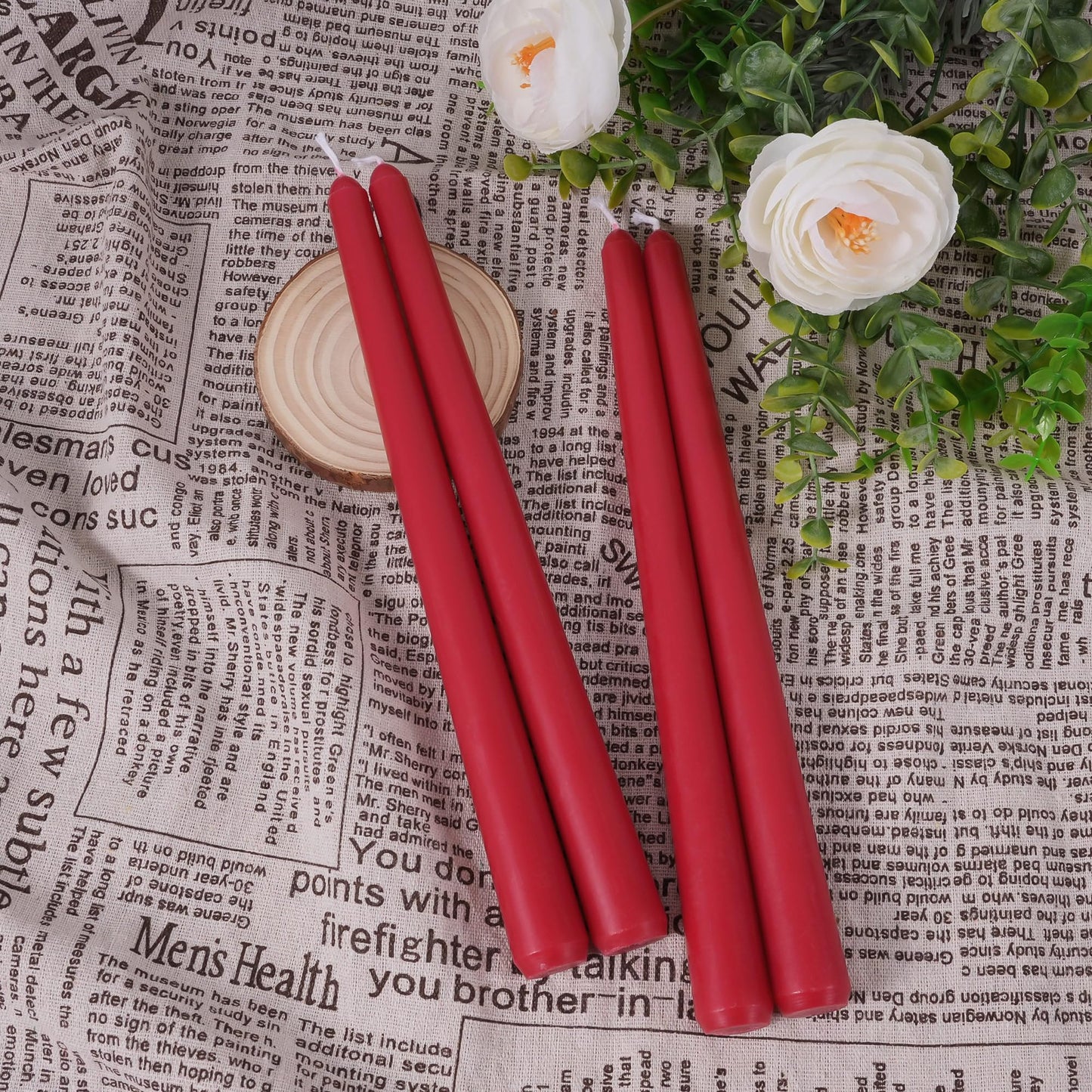 Viyffo Taper Candles, 10 Inch, 12 Pack, Winter Berry – Unscented, Dripless & Smokeless Design, Up to 8 Hour Burn – Long Tall Taper Candlesticks for Wedding, Dinner & Home Decor