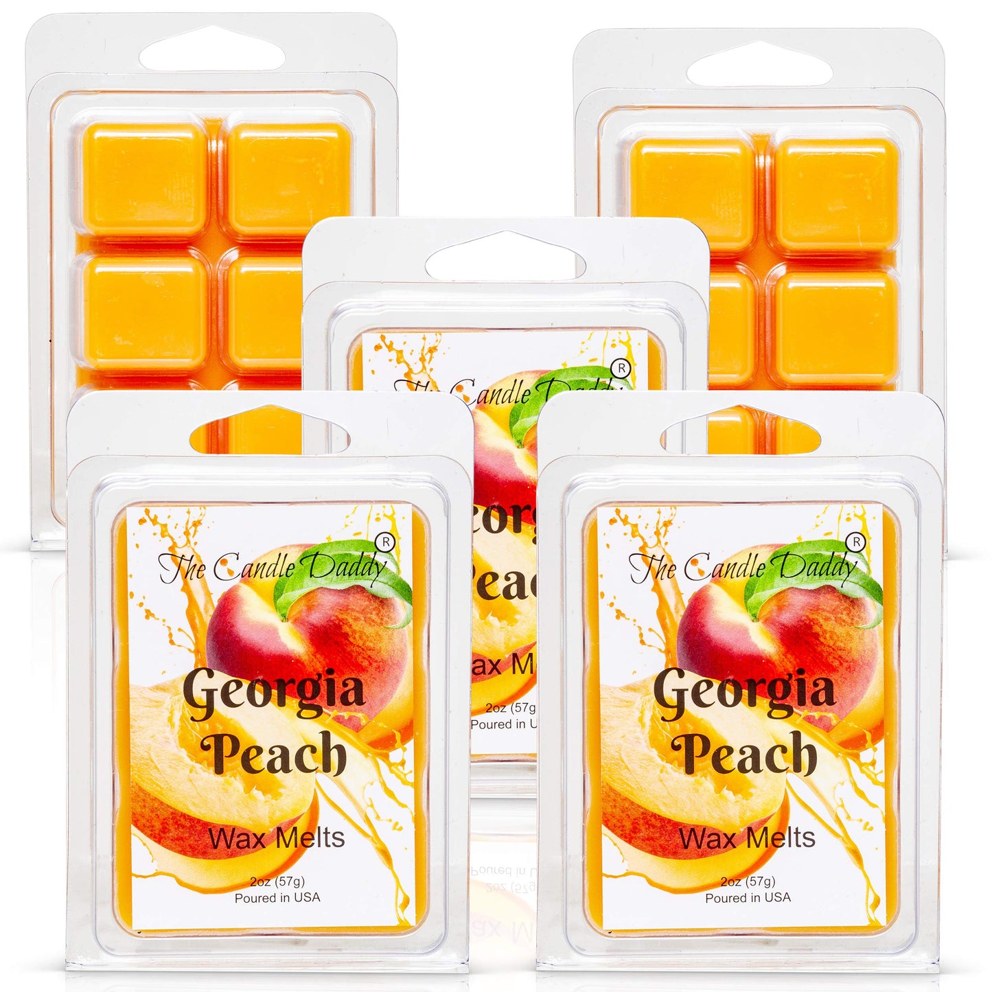 The Candle Daddy Georgia Peach - Southern Peach Fruit Scent - Maximum Scented Wax Cubes/Melts- 5 Packs -10 Ounces Total- 30 Cubes