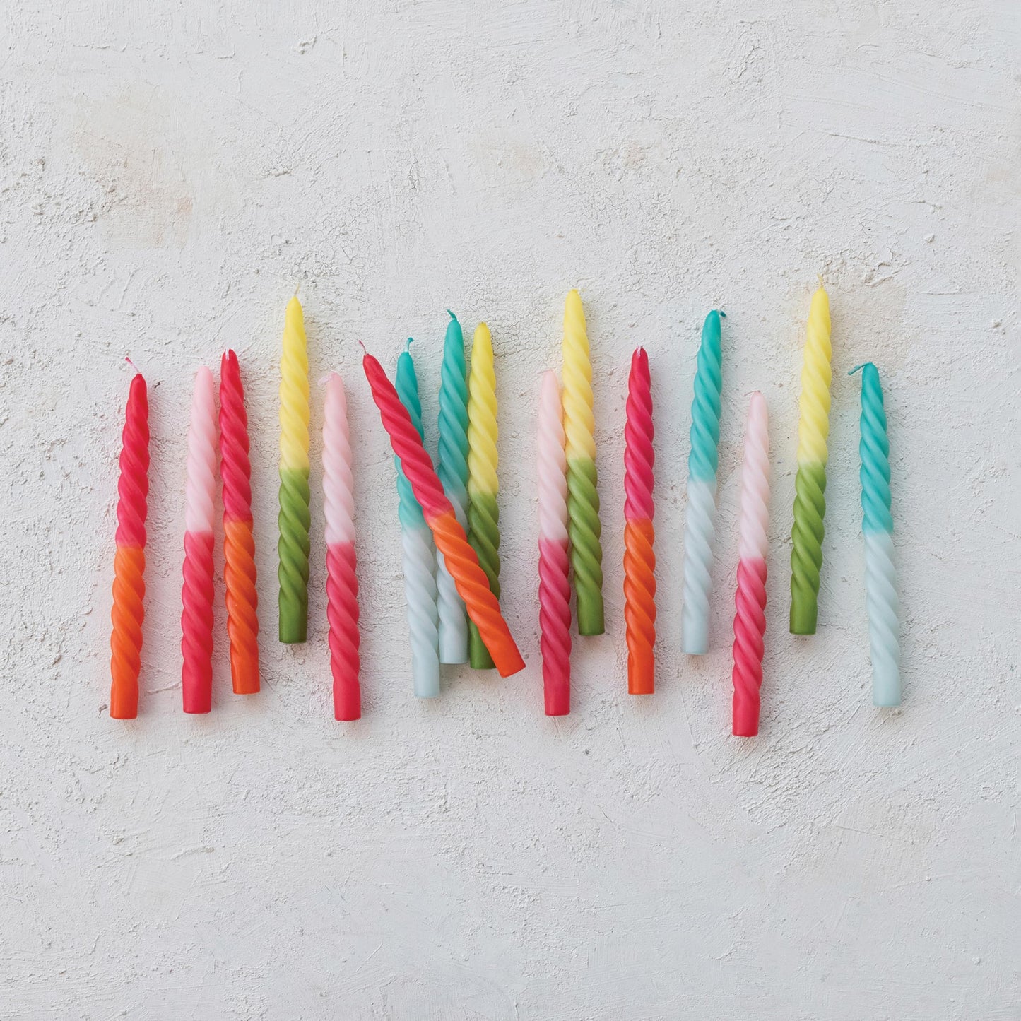 Creative Co-Op Tall Unscented Twisted Taper Candles, Aqua Ombre and Mint Color, Set of 2