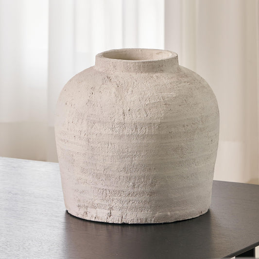 LB2 White Ceramic Large Vase, 11" Tall Zen Style, Terra Cotta Pitcher, Distressed Farmhouse Decor, Pottery Decorative Flower for Home Decor (B - White 11")