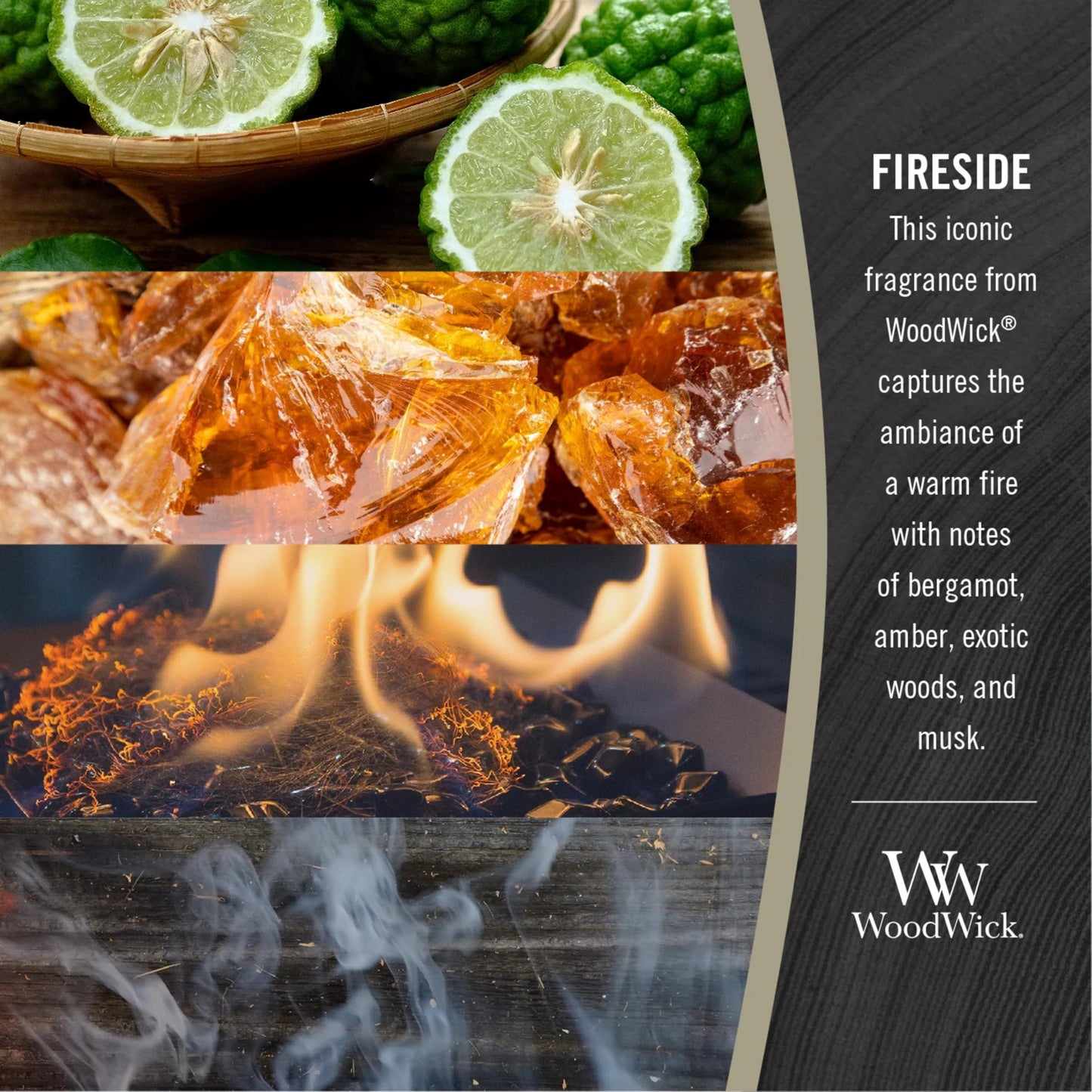 WoodWick Fireside Holiday Candle Gifts for Women and Men, 9.7 oz Medium Hourglass Candle with Crackling Wick