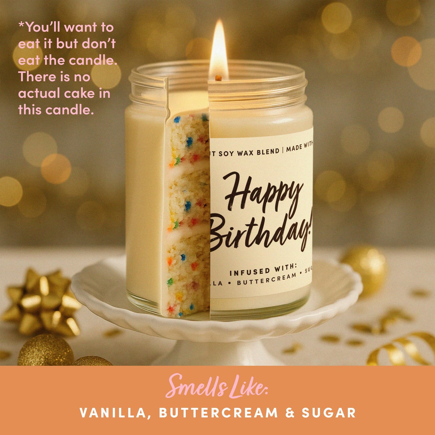 WAX & WIT Birthday Gifts for Women, Happy Birthday Candle – Scented with Vanilla, Buttercream and Sugar - 9oz, Soy Wax, 50 Hour Burn, Premium Candle Gift for Her, Friend, Daughter, Sister, Wife