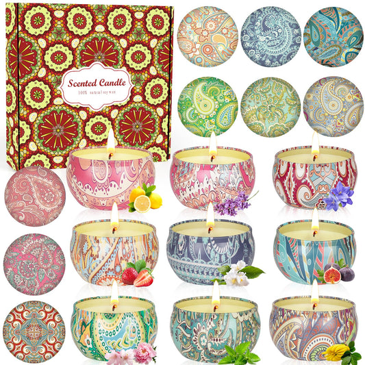9 Pack 22.5oz in Total Scented Candles Gifts for Women,140-160 Hours Home Scented Candles,Aromatherapy Candle Gifts Set, Soy Wax Candles for Christmas Day, Birthday, Mothers Day, Valentine's Day