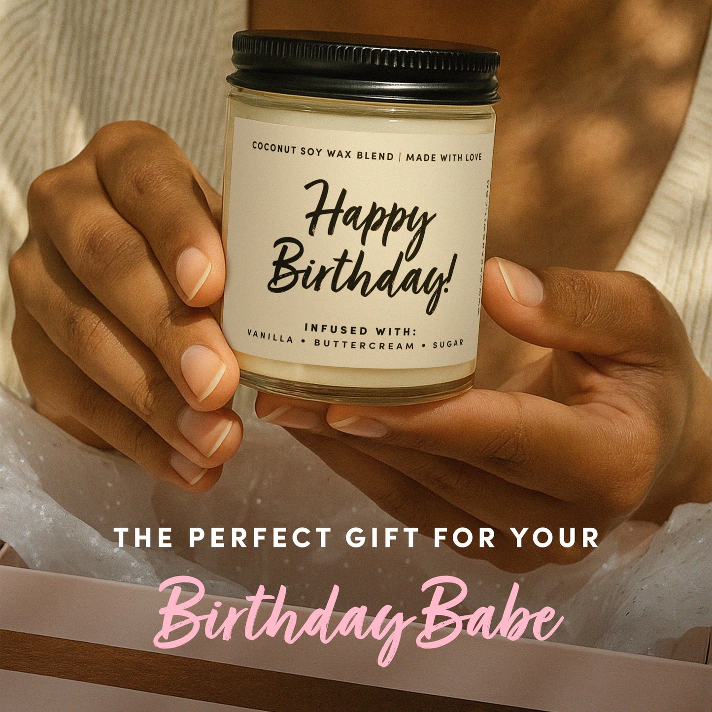 WAX & WIT Birthday Gifts for Women, Happy Birthday Candle – Scented with Vanilla, Buttercream and Sugar - 9oz, Soy Wax, 50 Hour Burn, Premium Candle Gift for Her, Friend, Daughter, Sister, Wife