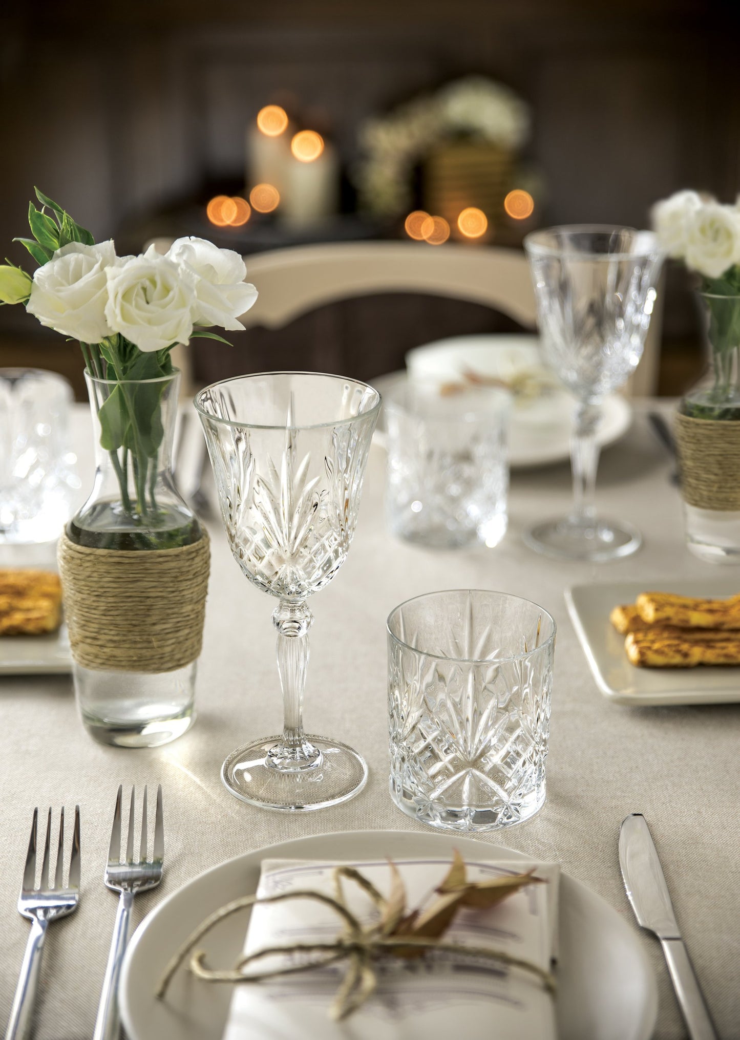Lorren Home Trends Melodia Crystal Wine Glass Set of 6