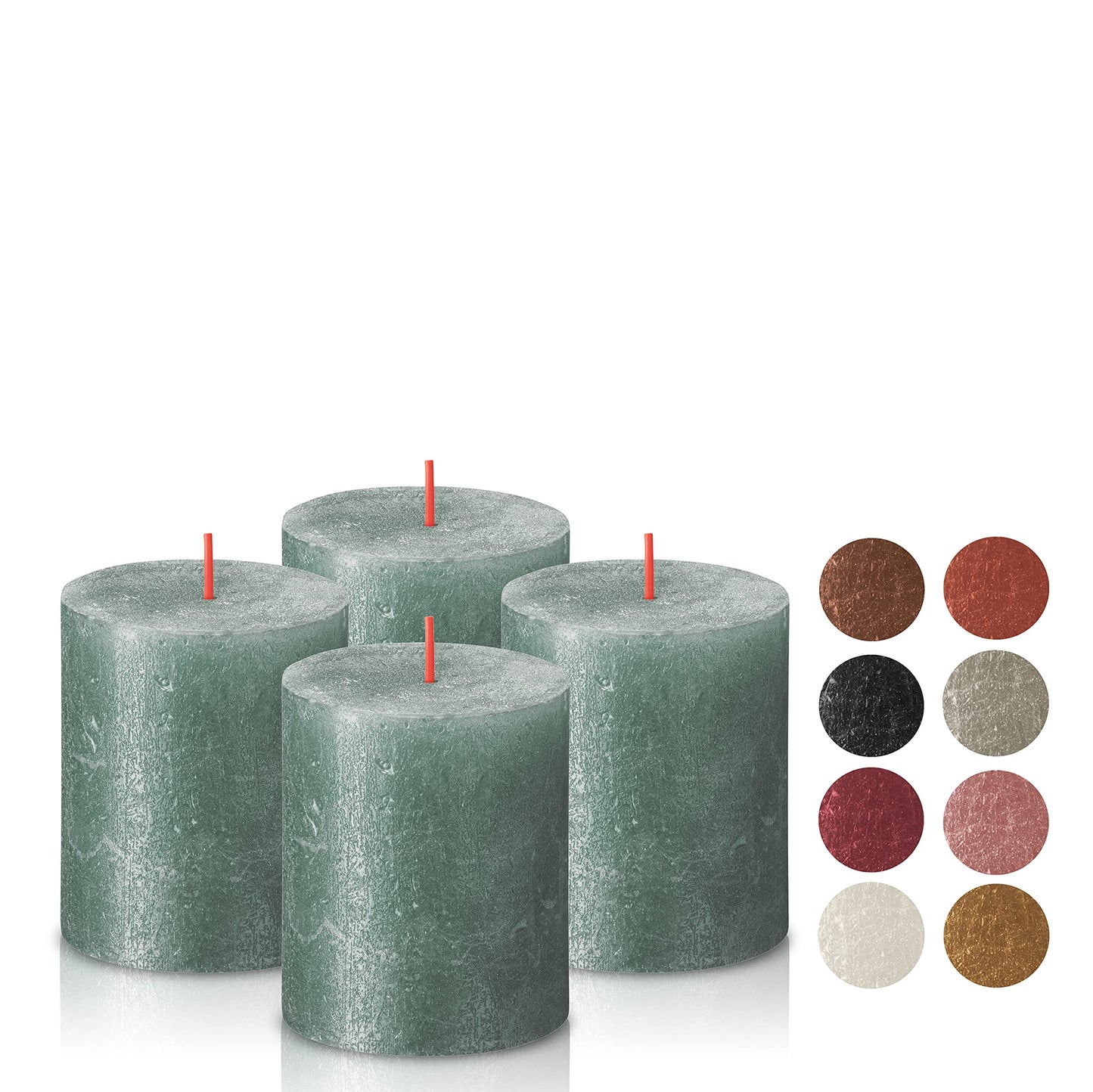 BOLSIUS Oxid Blue Shimmer Metallic Pillar Candles 4 Pack - 2.75 X 3.25 Inches - Premium European Quality - Includes Natural Plant-Based Wax - Unscented Dripless Smokeless 35 Hour Wedding Candles
