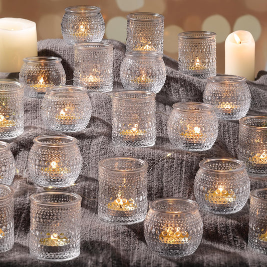 32 Pcs Clear Candle Holders Bulk for Wedding Table Decor- Assorted Glass Votive Candle Holders for Wedding Shower, Bridal Shower Decorations