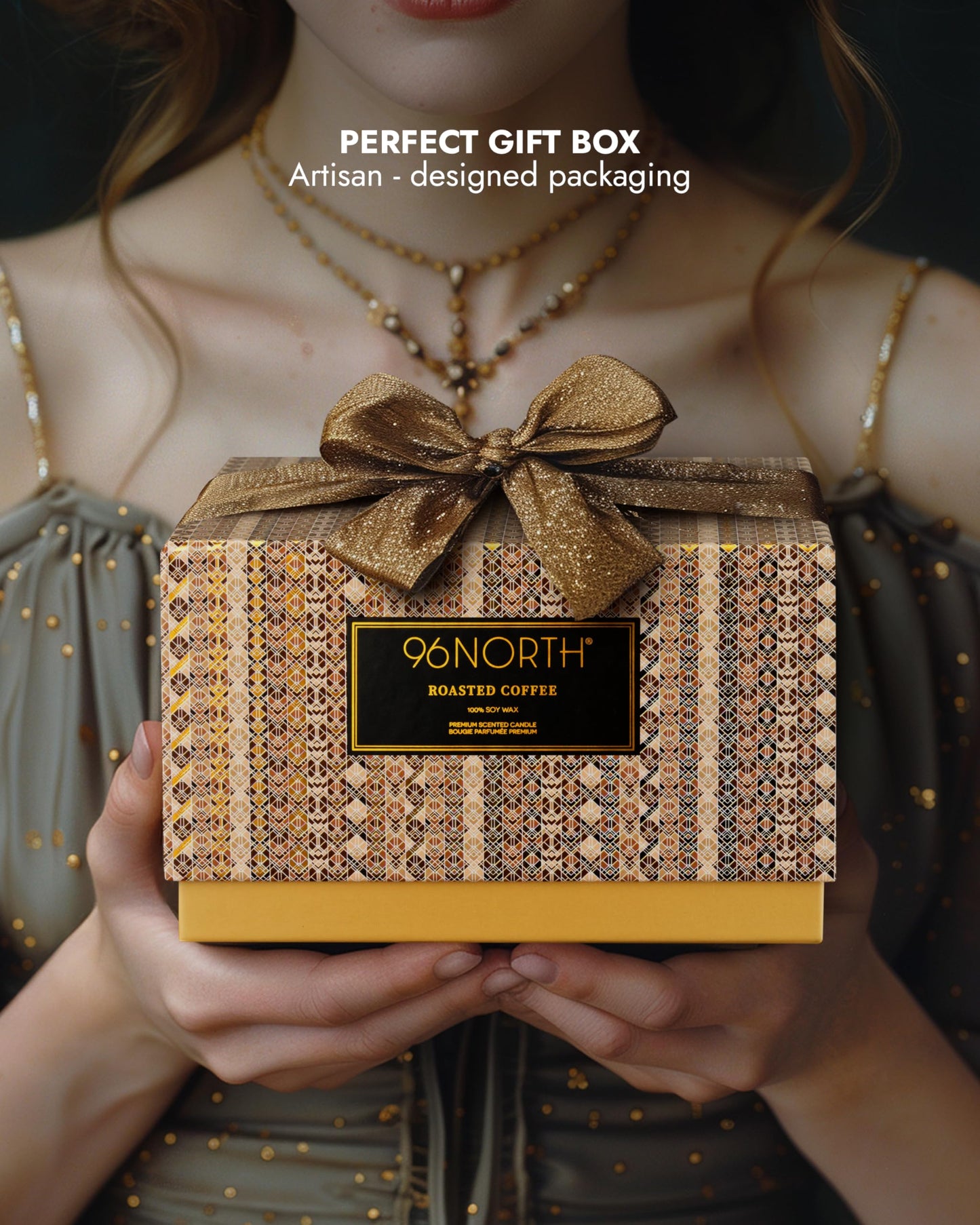 96NORTH Luxury Coffee Soy Candle | Large 3 Wick Jar Candle | Up to 40 Hours Burning Time | 100% Natural Soy Wax | Housewarming Gift for Men and Women