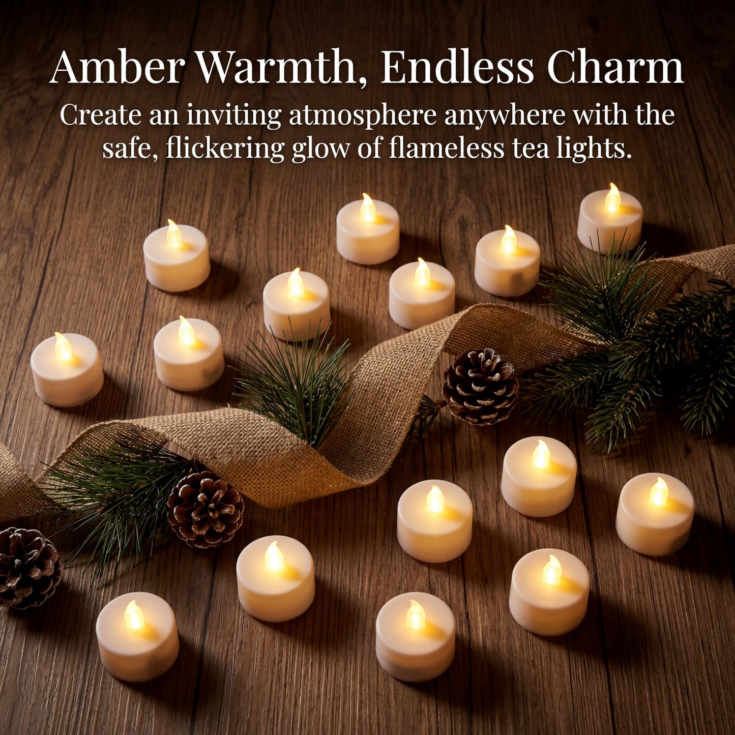 Tea Lights Flameless Battery Operated Candles-50 Pack LED Electric Flickering Votive Candle Long Lasting 200 Hours, Realistic and Bright for Seasonal Festive Celebrations Decoration Warm White