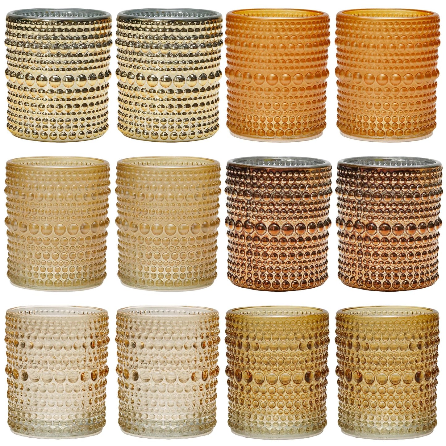 WDHODEC Gold Candle Holders 12 PCS, Glass Votive Tealight Candle Holders for Fall Thanksgiving Christmas Table Centerpiece Wedding Decorations