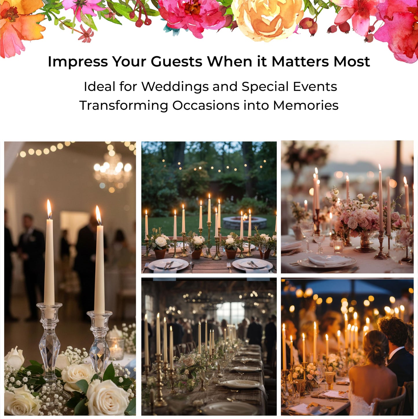 Mist Gray Taper Candles 10 Inch Dripless - Box of 12 Unscented Candlesticks, Smokeless Paraffin Free Candle Tapers with Cotton Wick, Indoor & Outdoor Use. Wedding Candles Taper Candles.
