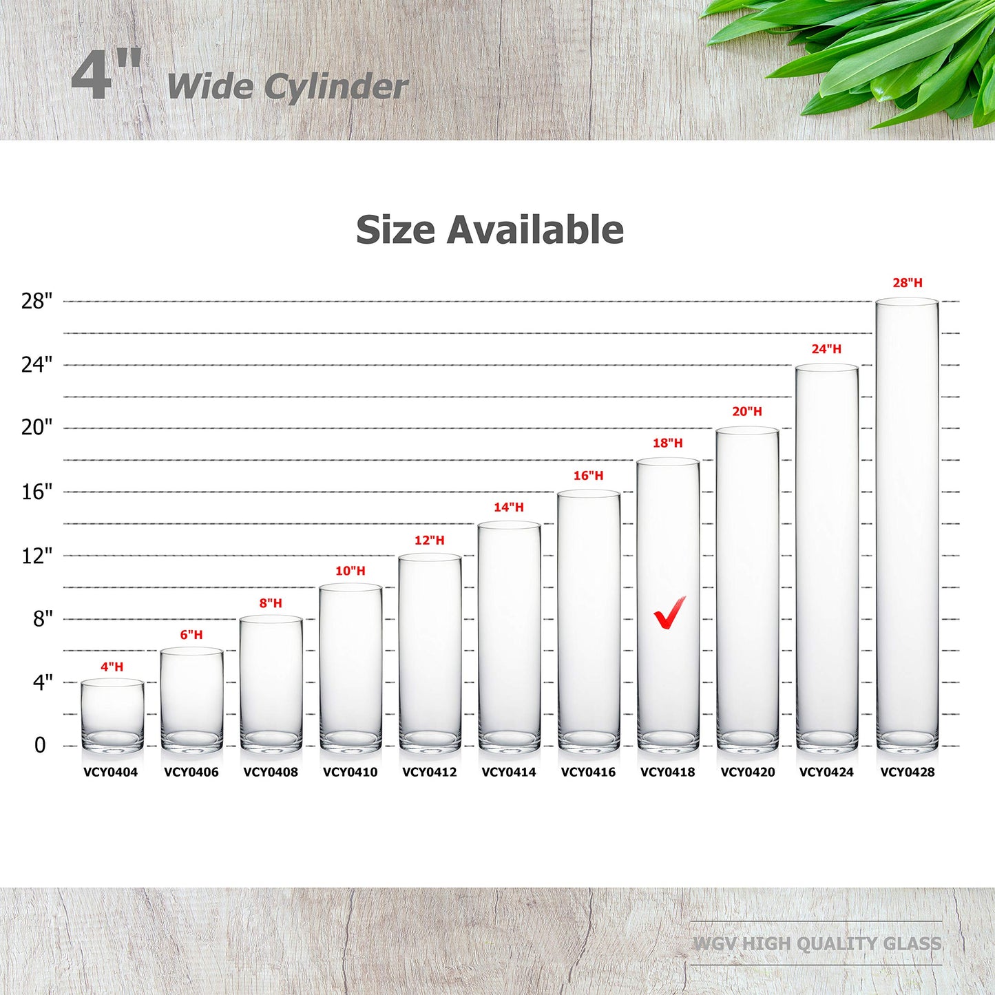 WGVI Quality Thick Weighted Tall Clear Cylinder Glass Vases, 4" W x 18" H, Flower Arrangement Floating Candle Holders Wedding Centerpieces Event Floral Container Display Decor, Bulk Wholesale, 6 Pcs