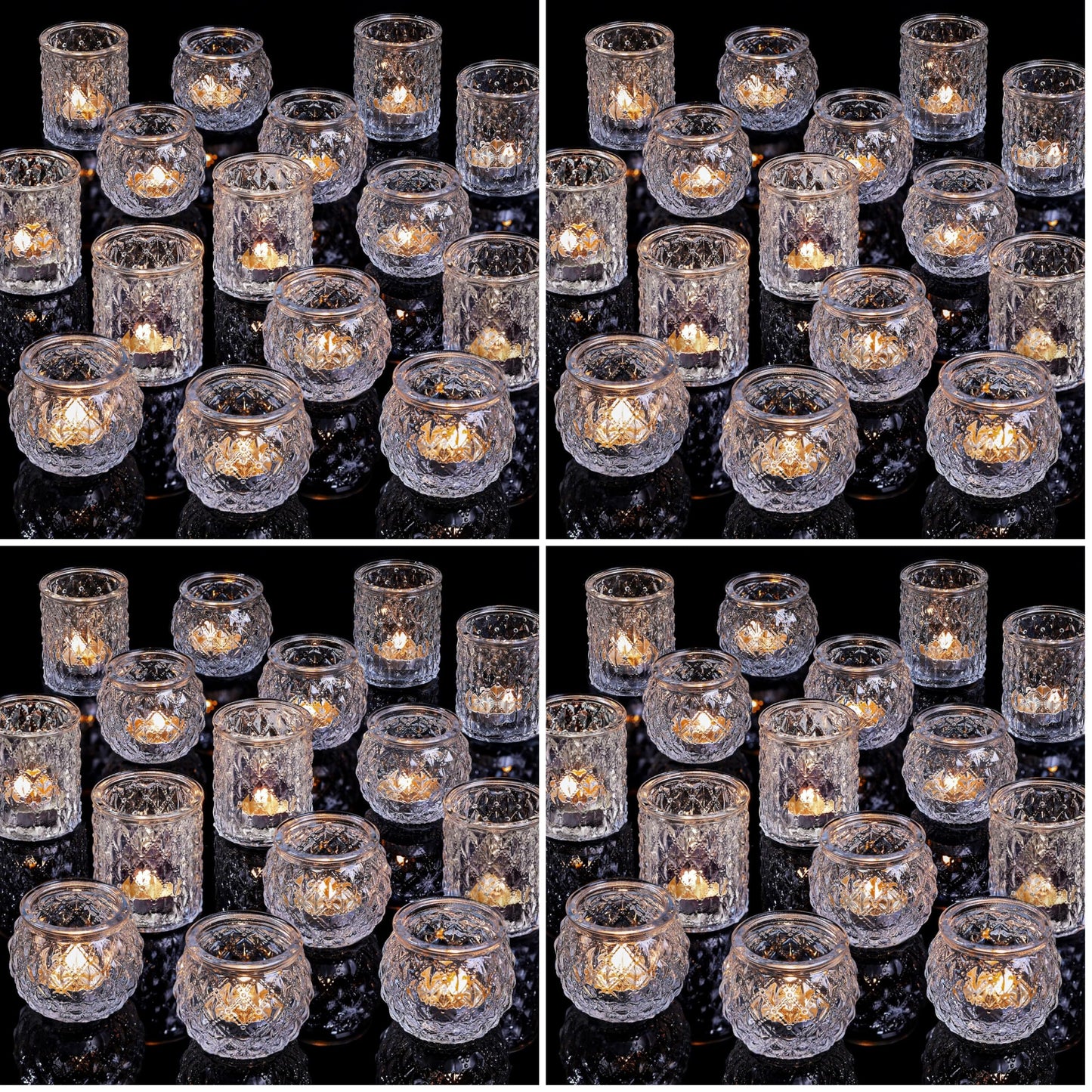 DARJEN Clear Votive Candle Holders Set of 36- Round Glass Candle Holders Bulk for Tea Light Candle, Embossed Candle Votives for Wedding Centerpiece, Various Parties & Home Decor (Pack of 4)