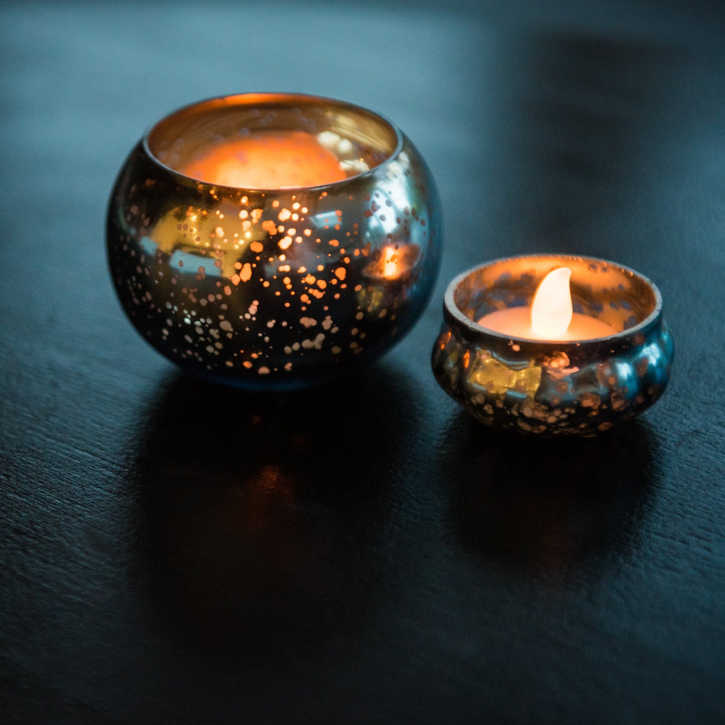 Insideretail Mercury Glass Round Votives-Light Green-6cm x 6cm, Set of 12